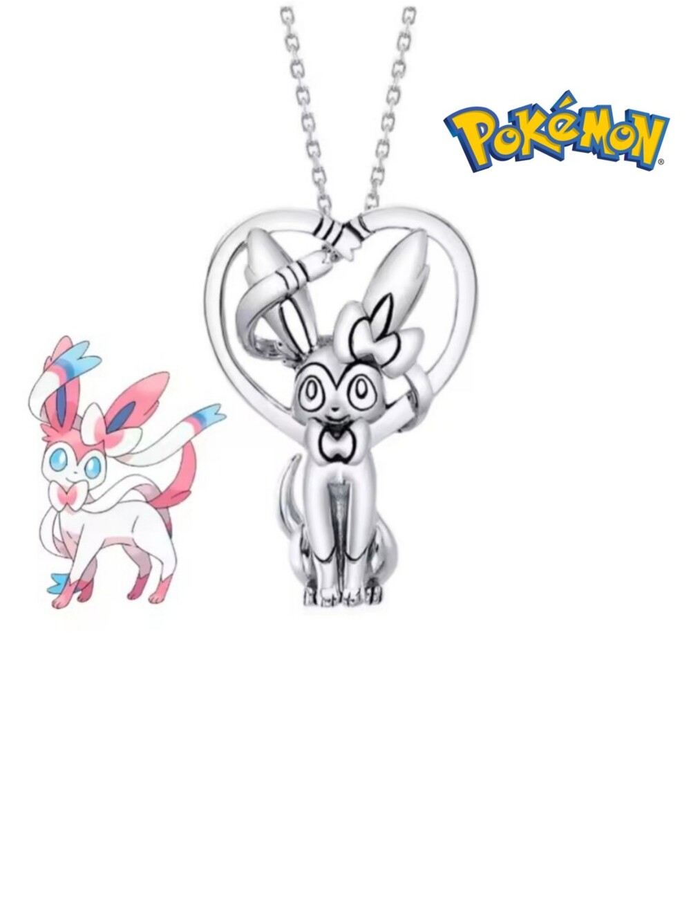 Sylveon Silver Tone Necklace